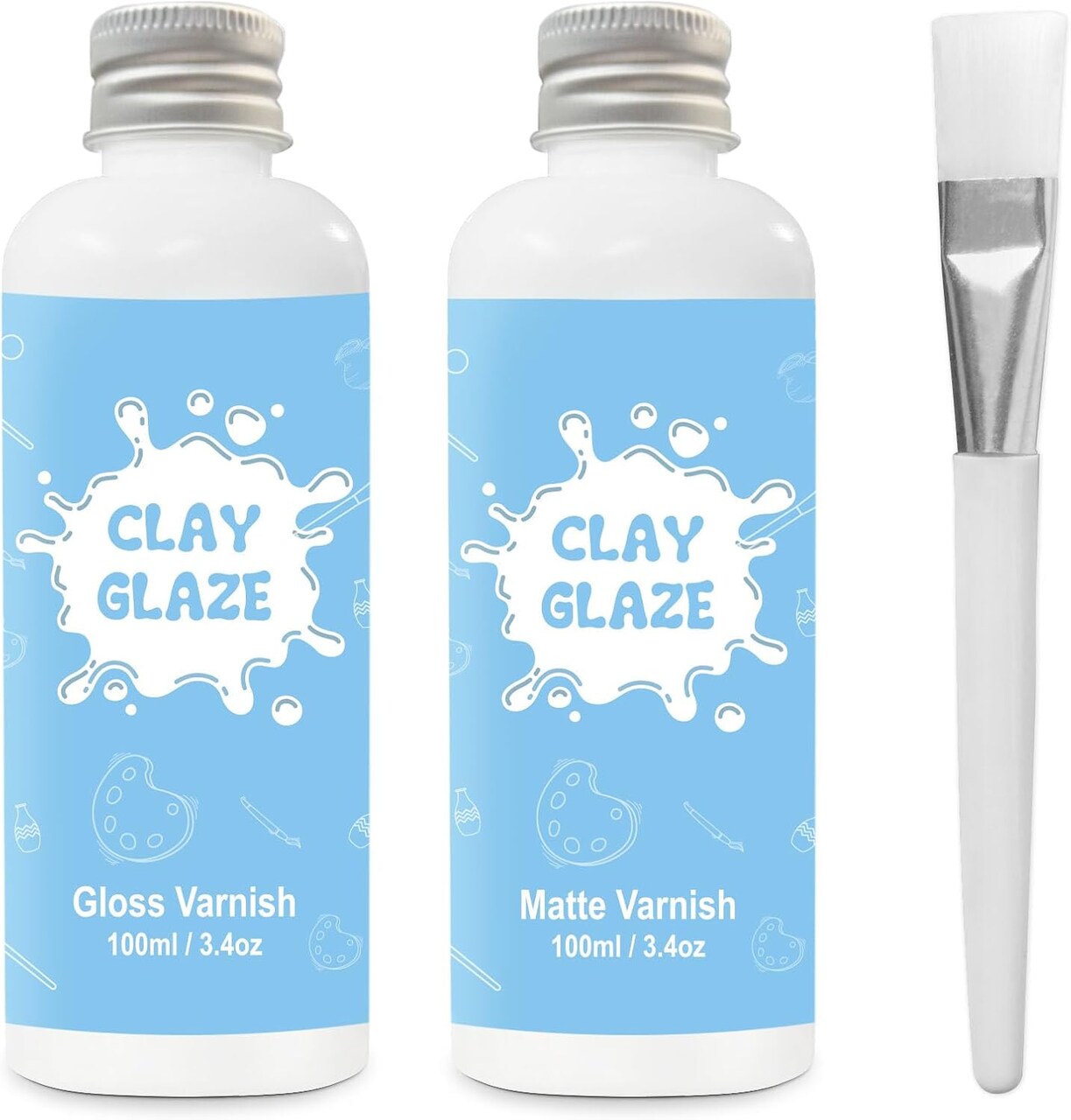 2 × 100ml Air Dry Clay Glaze – Gloss & Matte, Crack-Resistant, Waterproof & Fireproof